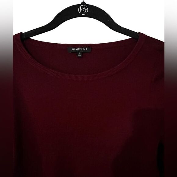 LAFAYETTE 148 Burgundy Wool Ribbed Sweater Size P - Picture 5 of 5
